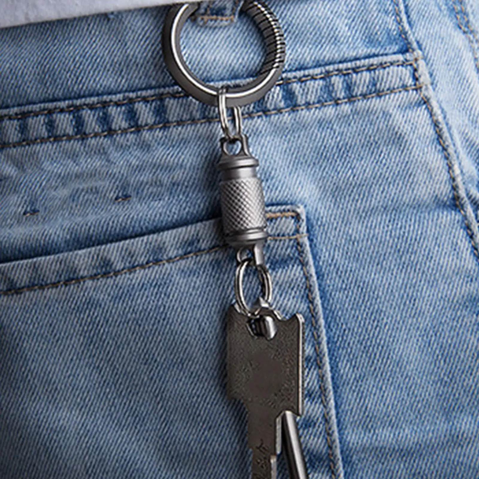 Titanium Alloy Keychain Keyring Detachable Portable Quick Buckle 360 Degree Rotation Clip for Waist Belt Outdoor Tool Unisex