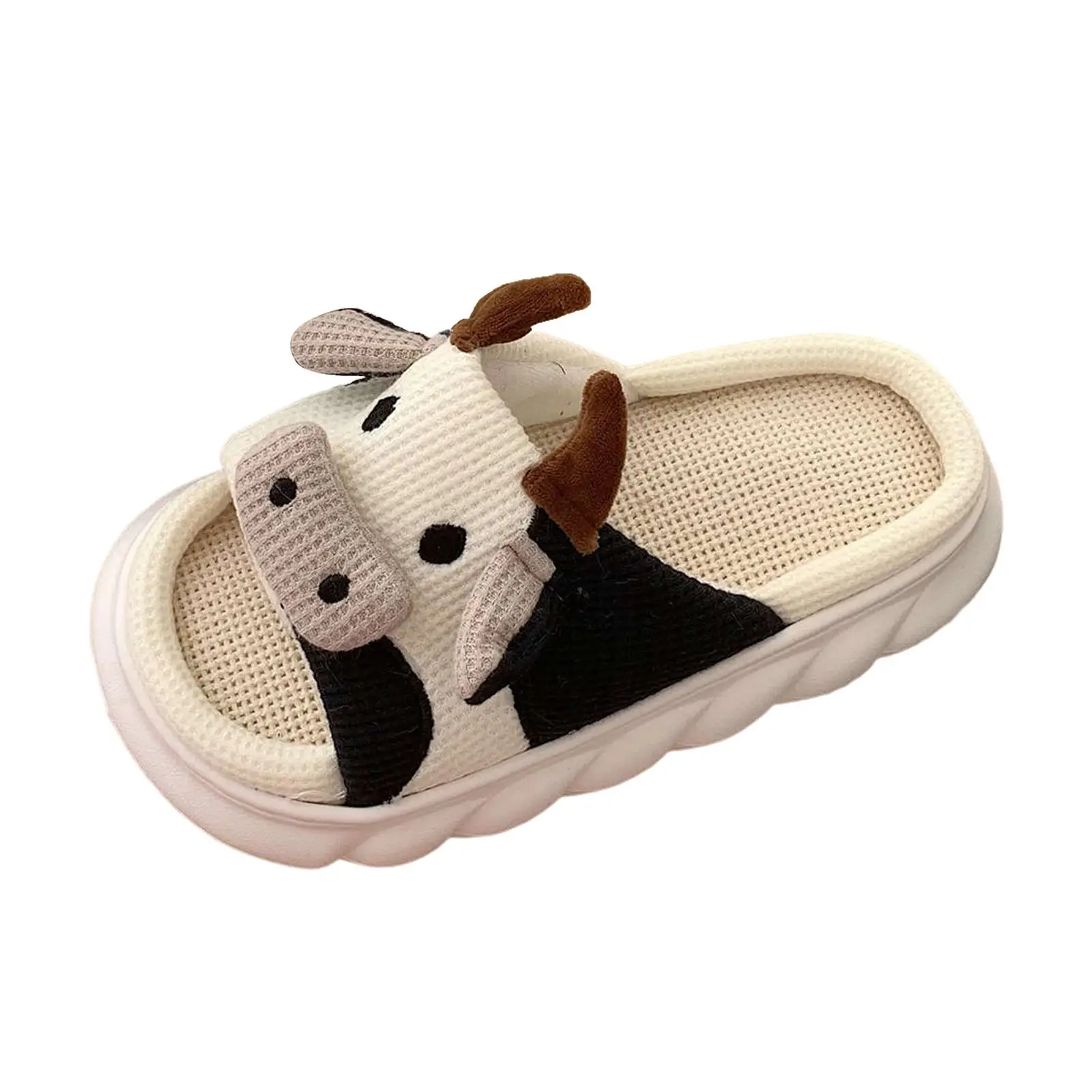 Cow Linen Cotton Slippers Soft Washable Flax Home Slippers for Indoor Outdoor Women Girls