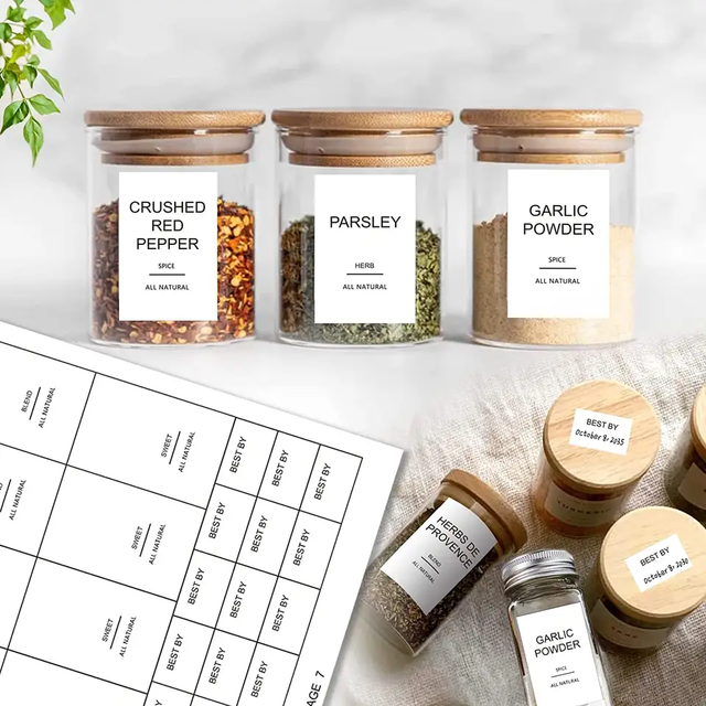 Custom Custom Minimalist Spice Jar Labels Printed Spice Stickers Waterproof  Label Fits Round Bamboo Jars or Rectangular Spice J - AliExpress