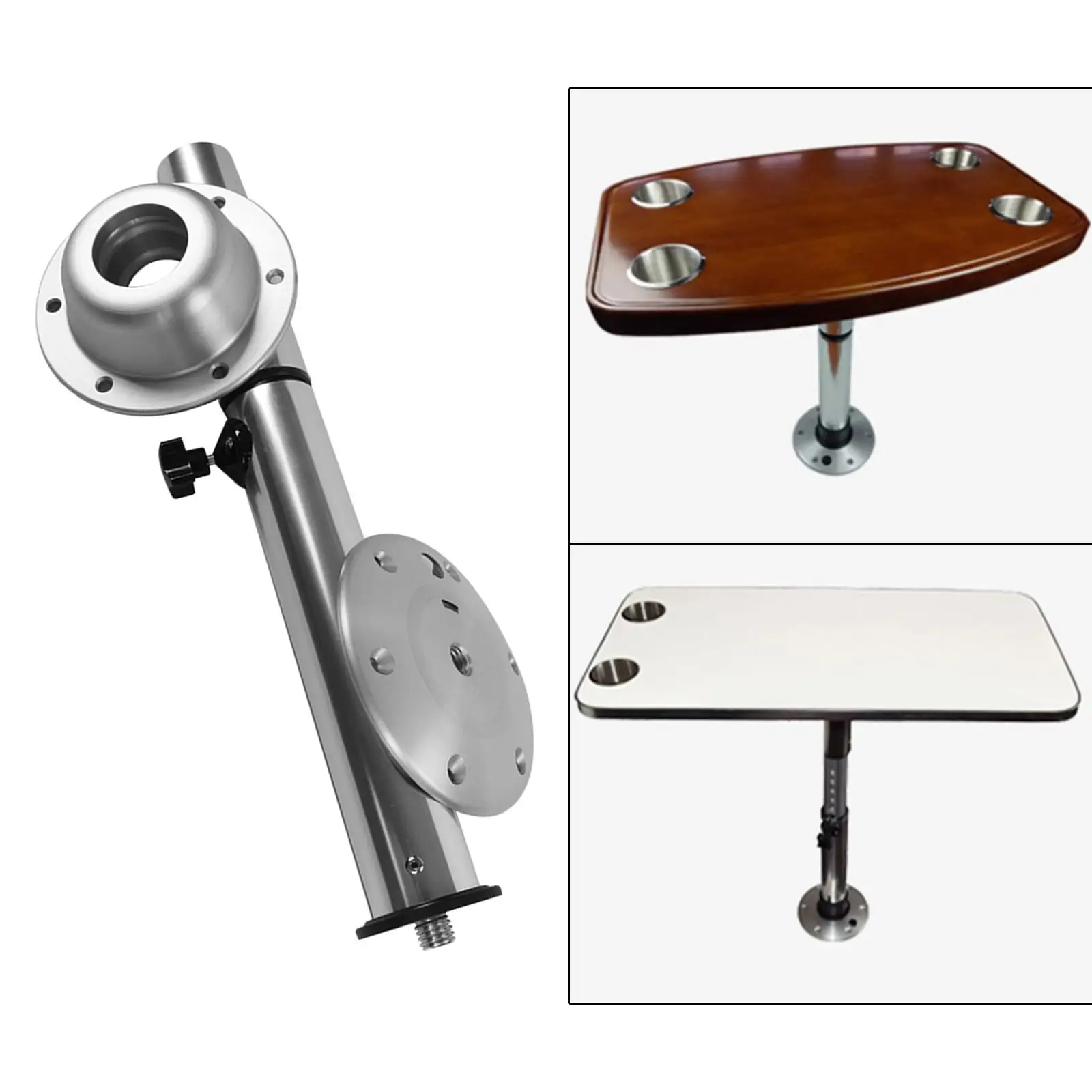 Breakfast Bar Leg with Mount Bases Part for Marine Boat Movable Universal for Motorhome Table Pedestal Worktop Support Table Leg