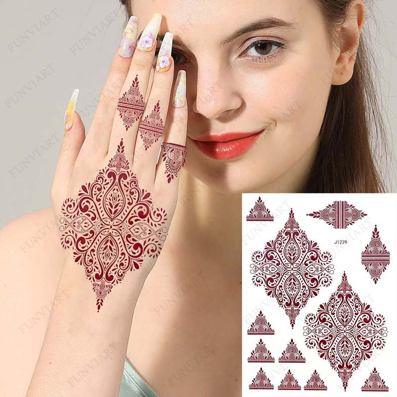 Best of Brown Henna Tattoos Women Waterproof Temporary Henna Sticker For Hand Fake Tattoo Body Art Lace Mehndi Hena Tatoo Reviews & Tips