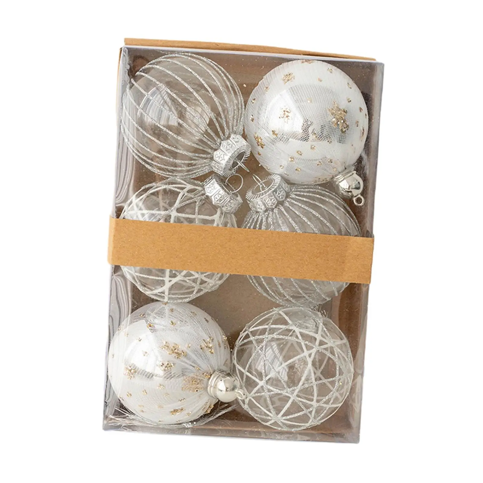 6x Christmas Balls Ornaments Hanging Crafts 8cm DIY with Hanging Loop Christmas Baubles for Halloween Party New Year