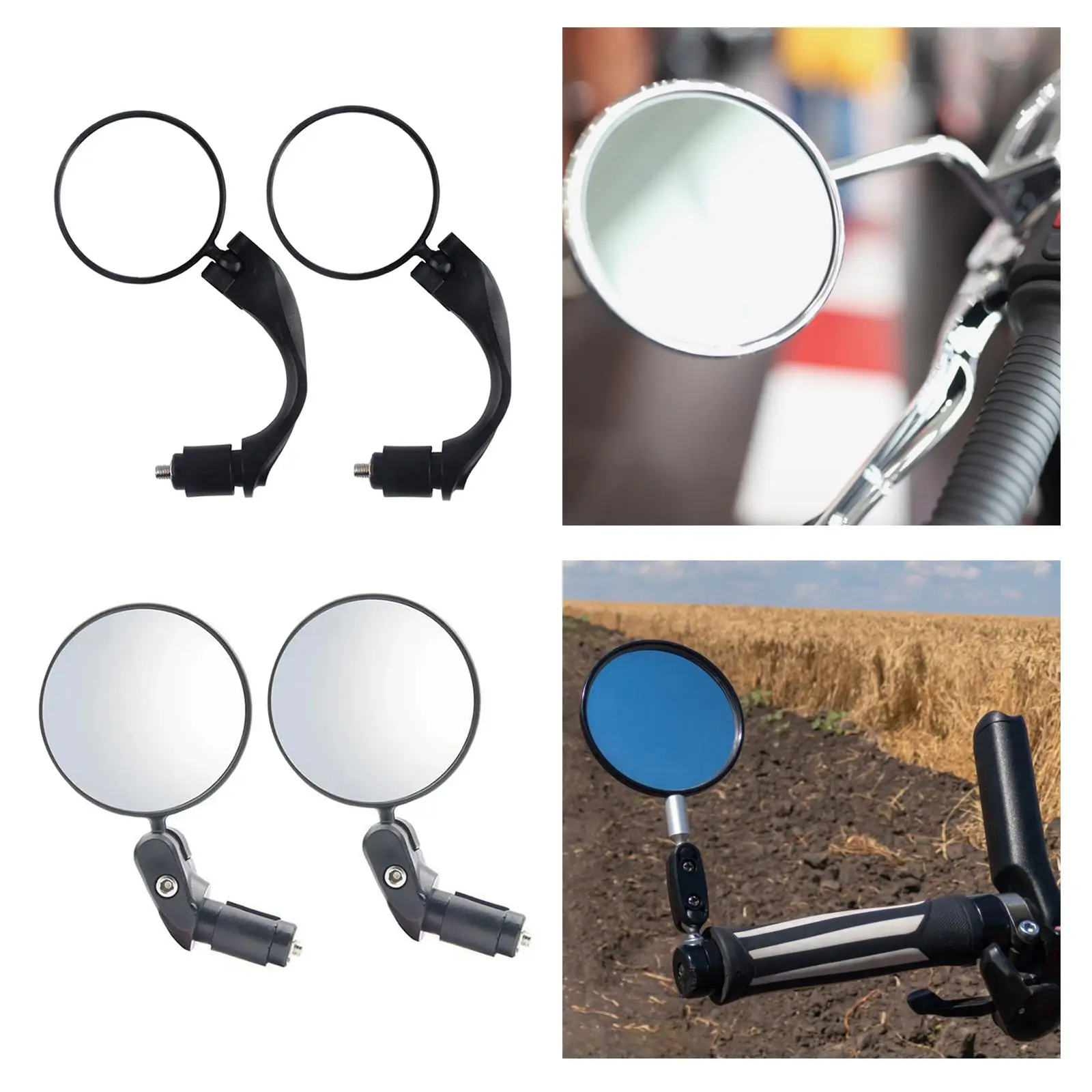 2pcs Bike Rearview Mirror Convex Mirrors Adjustable Bicycle Rear View Mirror