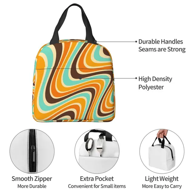 Psychedelic Aesthetic Lunch Bag Abstract Geometric Swirls Cooler Thermal  Insulated Lunch Box for Women Work School Food Tote Bag - AliExpress