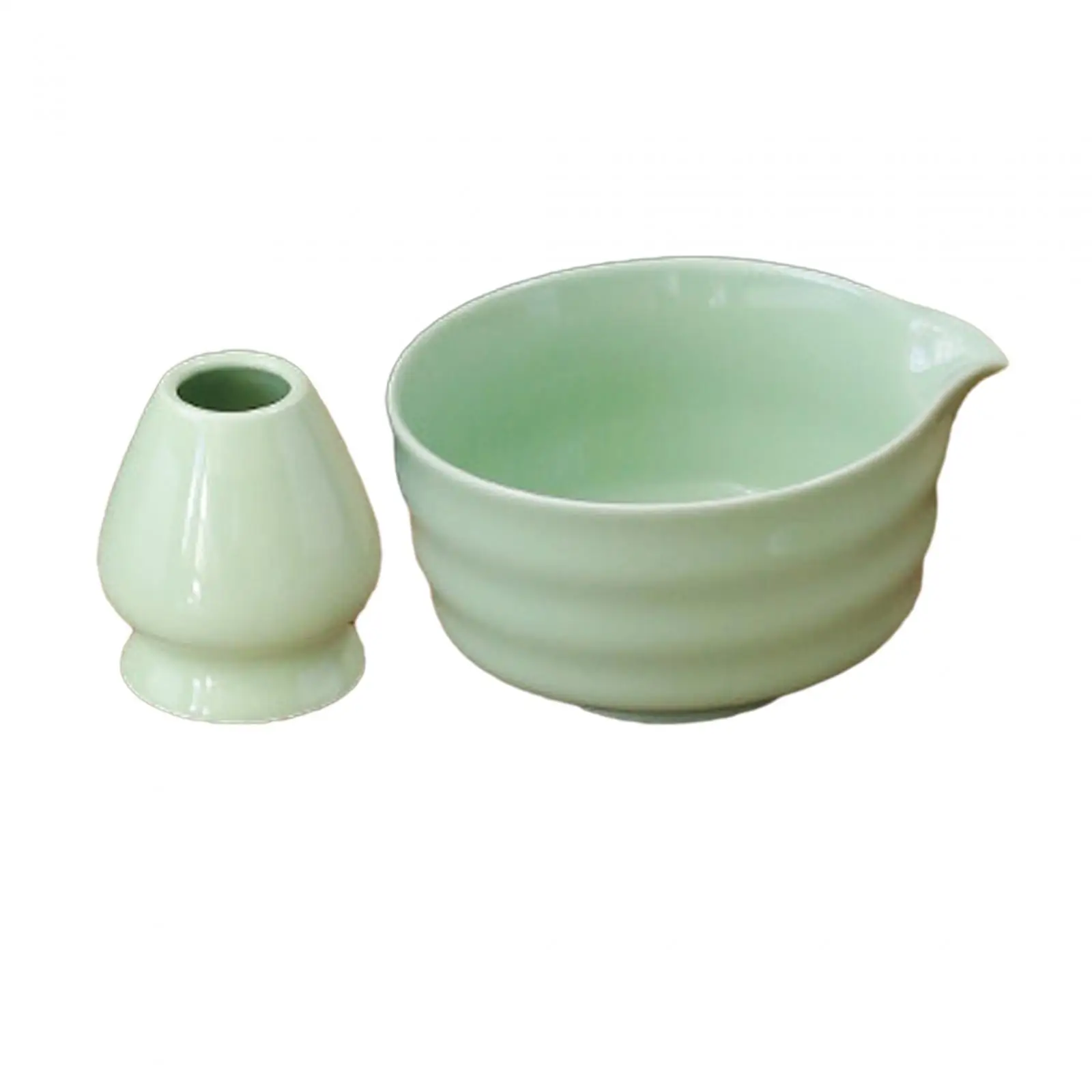 2Pcs Ceramic Matcha Bowl with Whisk Holder Portable Traditional Japanese Matcha Bowl for Tea Lovers Friends Beverage