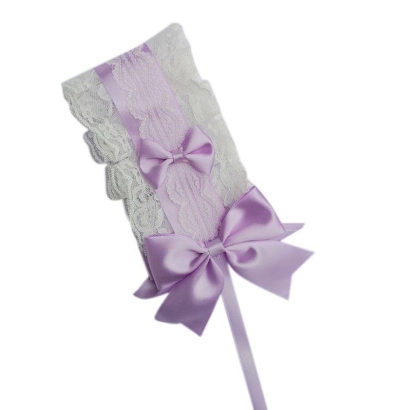 Anime Maid Stirnband für Mädchen Lolita Rüschen Spitze Stirnband mit Band Bowknot Comic Show Mode Frauen Haarband Kopf bedeckung – Detail 8