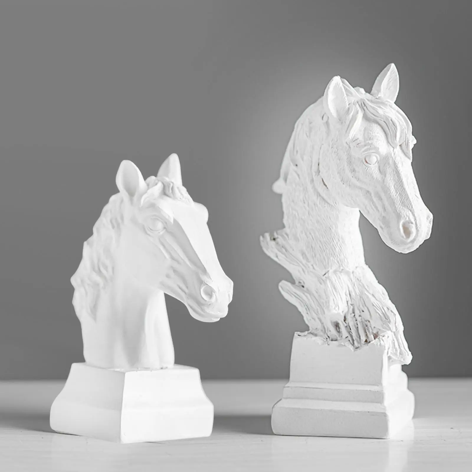 Horse Head Statue Decoration, Resin Figurines, 3D Horse Sculpture for Shelf