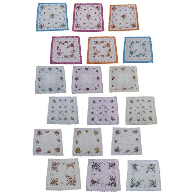 10 Mouchoirs En Coton Brodés Vintage - Imprimé Floral Pour Femmes 30x30cm