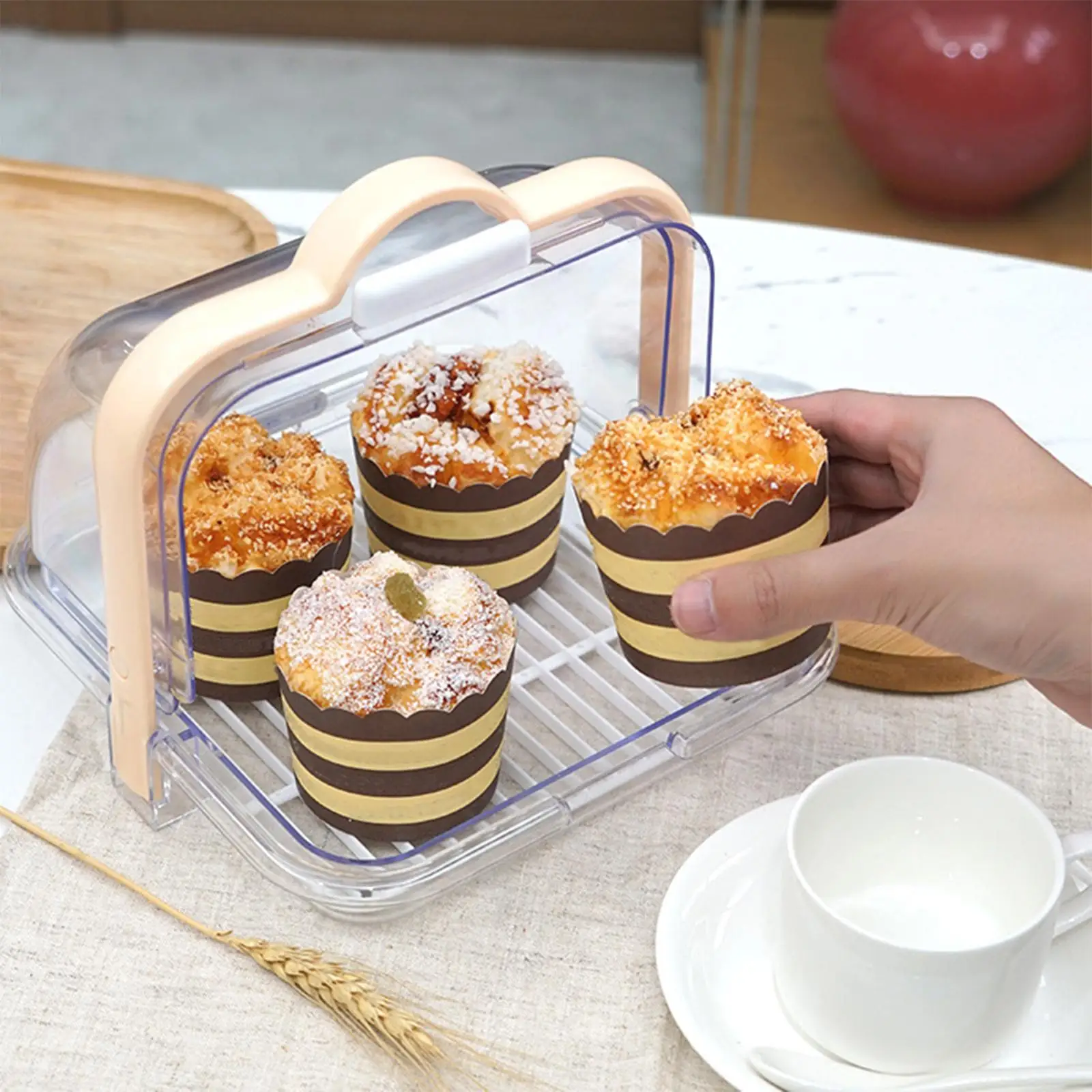 Pie Storage Platter Tray Dustproof L8.39``xw8.39``xh7.09`` Cake Storage Container for Party Camping Fruits Vegetables Kitchen