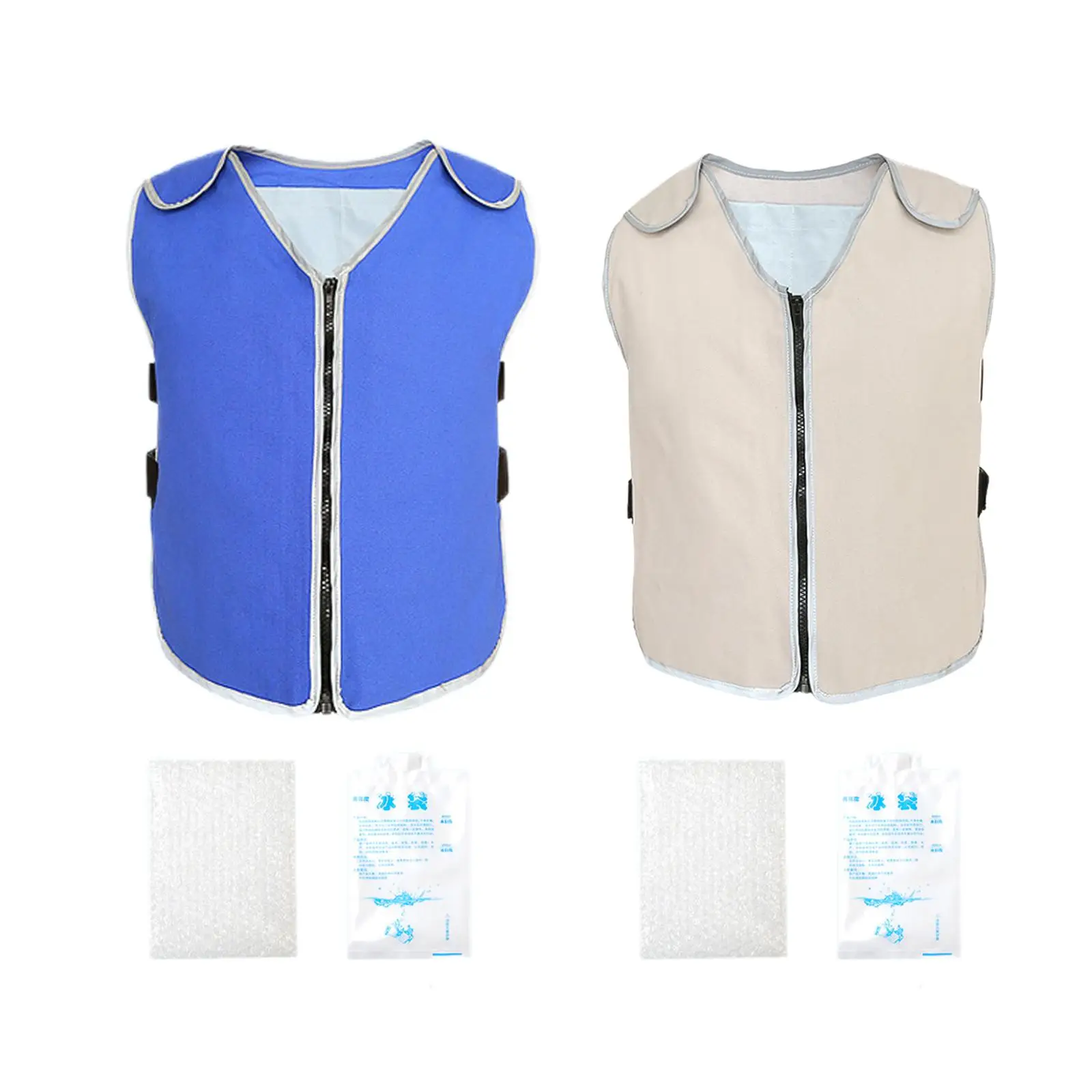 Reusable Cooling Safety Vest with Reflective Strip Zipper for Men Women