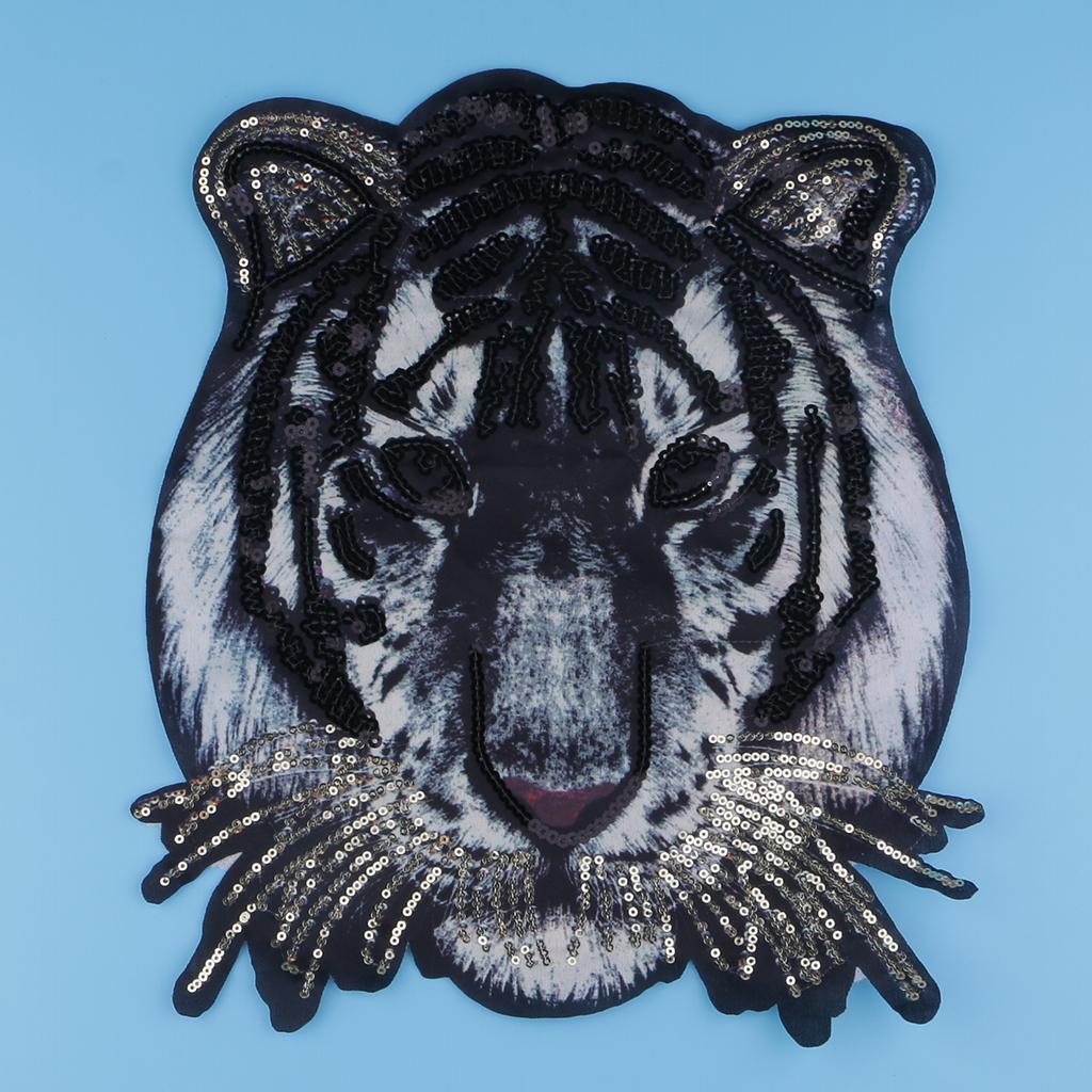 Description Picture 4 of itemTiger Head Pattern Patches Sequin Motifs Sew On Patch DIY Clothing Applique for Jeans Jacket Bags Costume Clothes Decoration