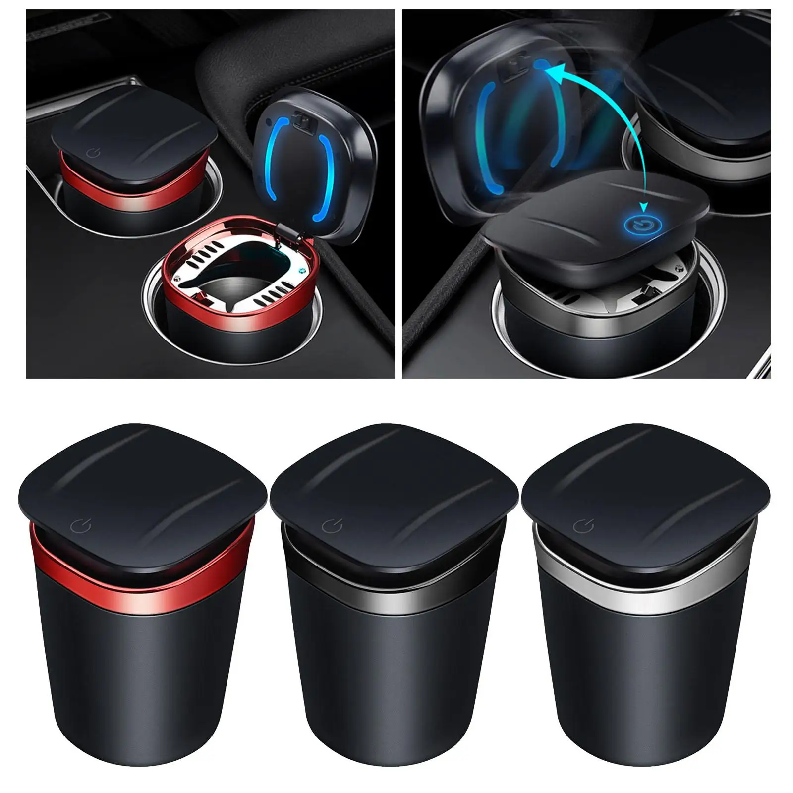 Car Ashtray Blue LED Cool Light for Car Home Travel Fit Most Car Cup Holder