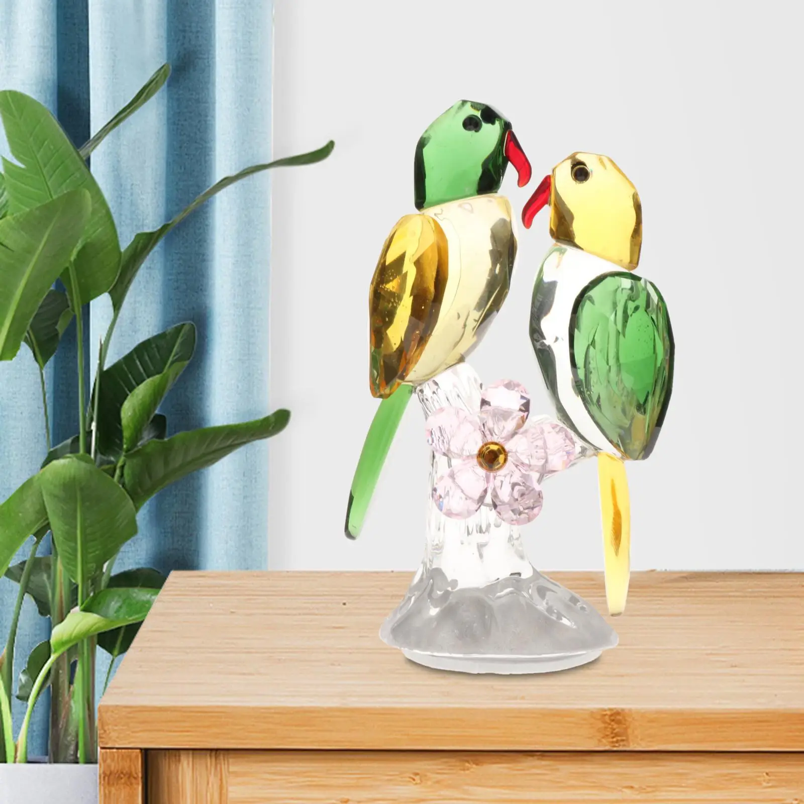 Crystal Parrot Statue Bird Figurine for Bedroom Table Centerpiece Decor