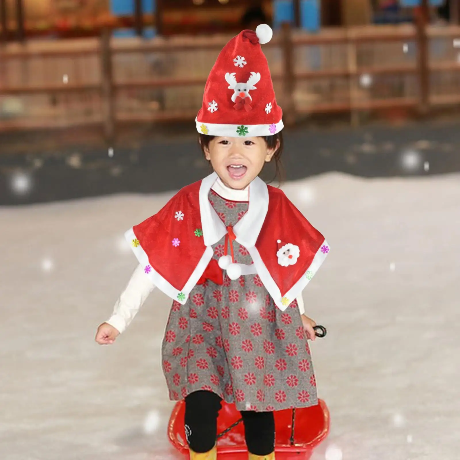 Christmas Cloak Thicken Shawl Red Velvet Cape for Festival New Year Carnival