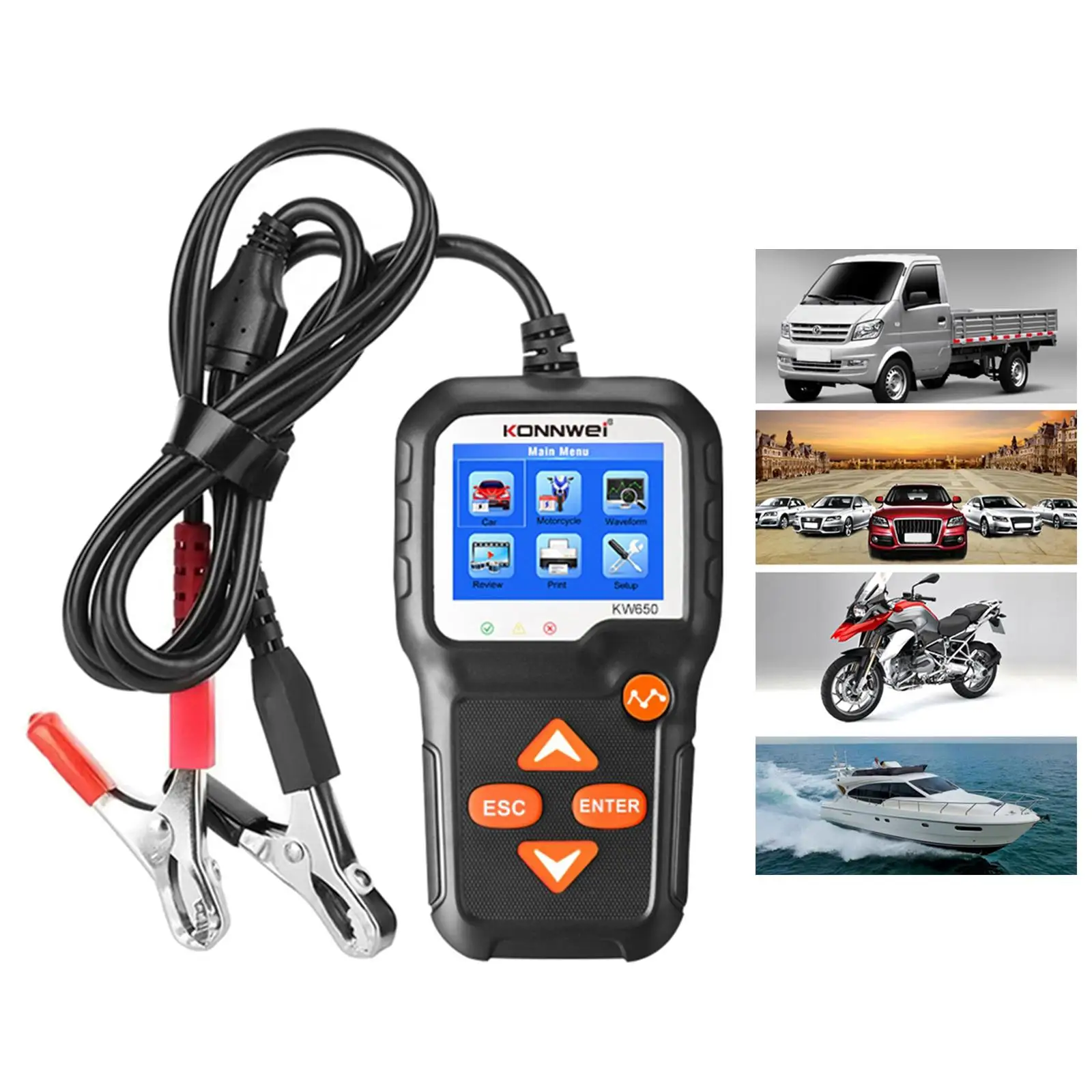 Black  12V 6V 100-2000 CCA Car Battery Load Tester for Boat Motorcycle SUVs