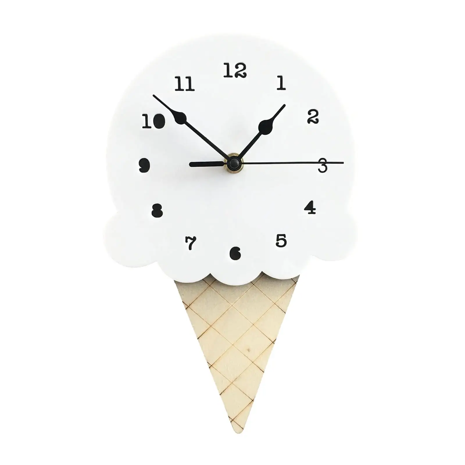 Wall Clock Simple Household Ice Cream Shaped Bedroom Clock for Kids Decorating