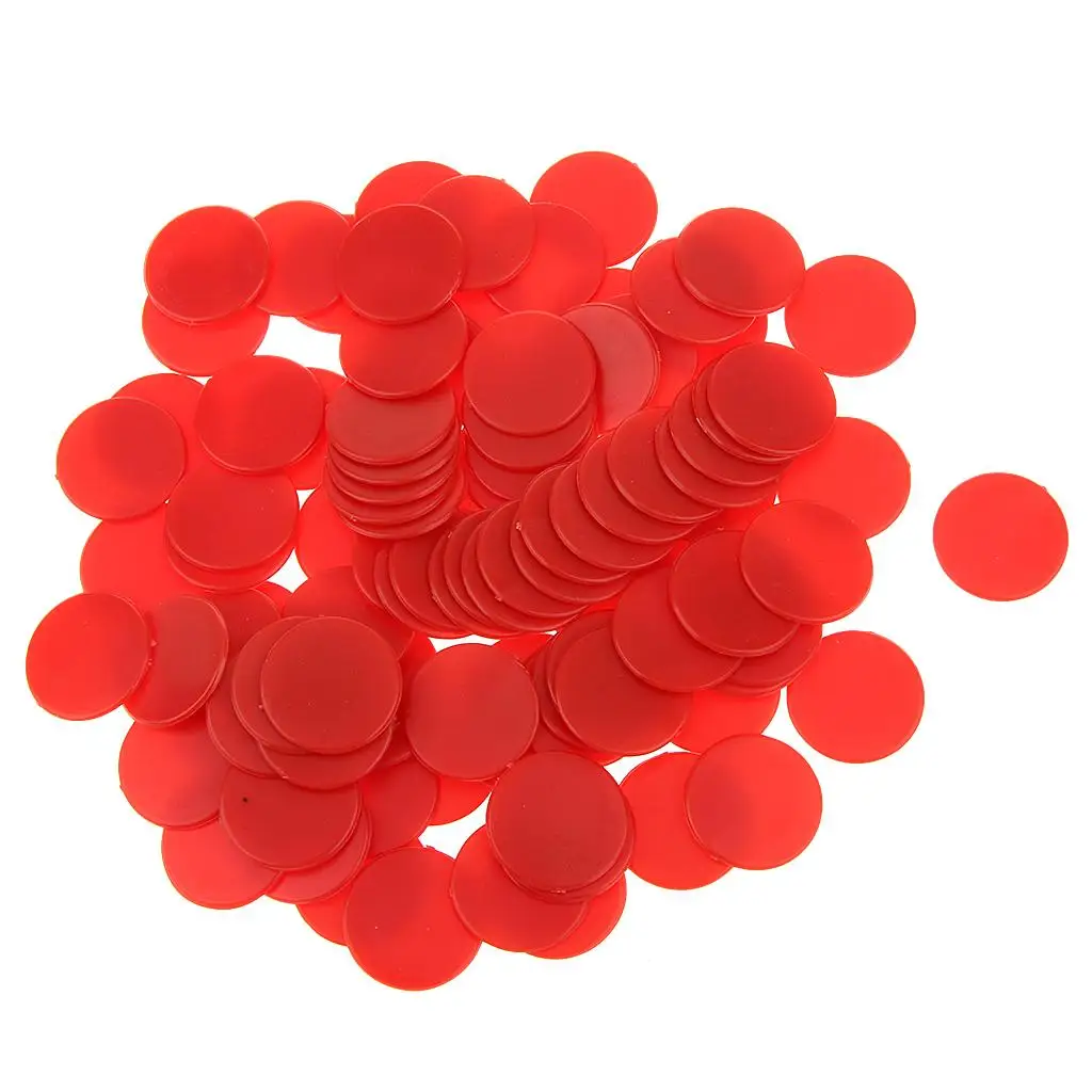 100 X 18mm New Plastic Counters Board Game Tiddlywinks Teaching Aids - 4 Colors