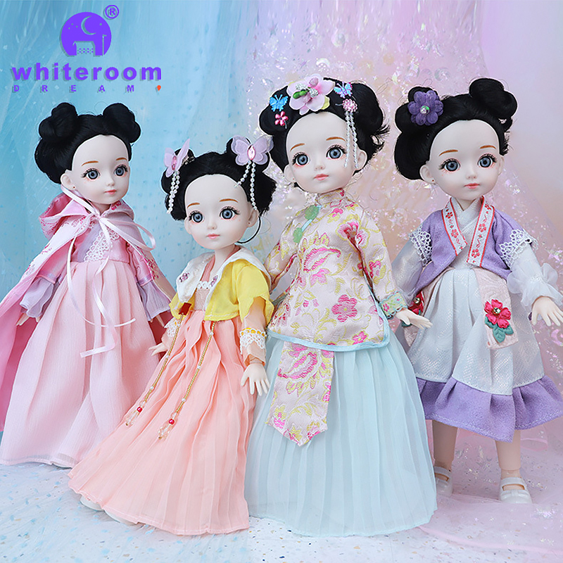 Retro Bjd Doll Accessories Chinese Style Decoration Props Screen Group Fan Flute Guzheng Musical Instrument Childrens Toy Gift