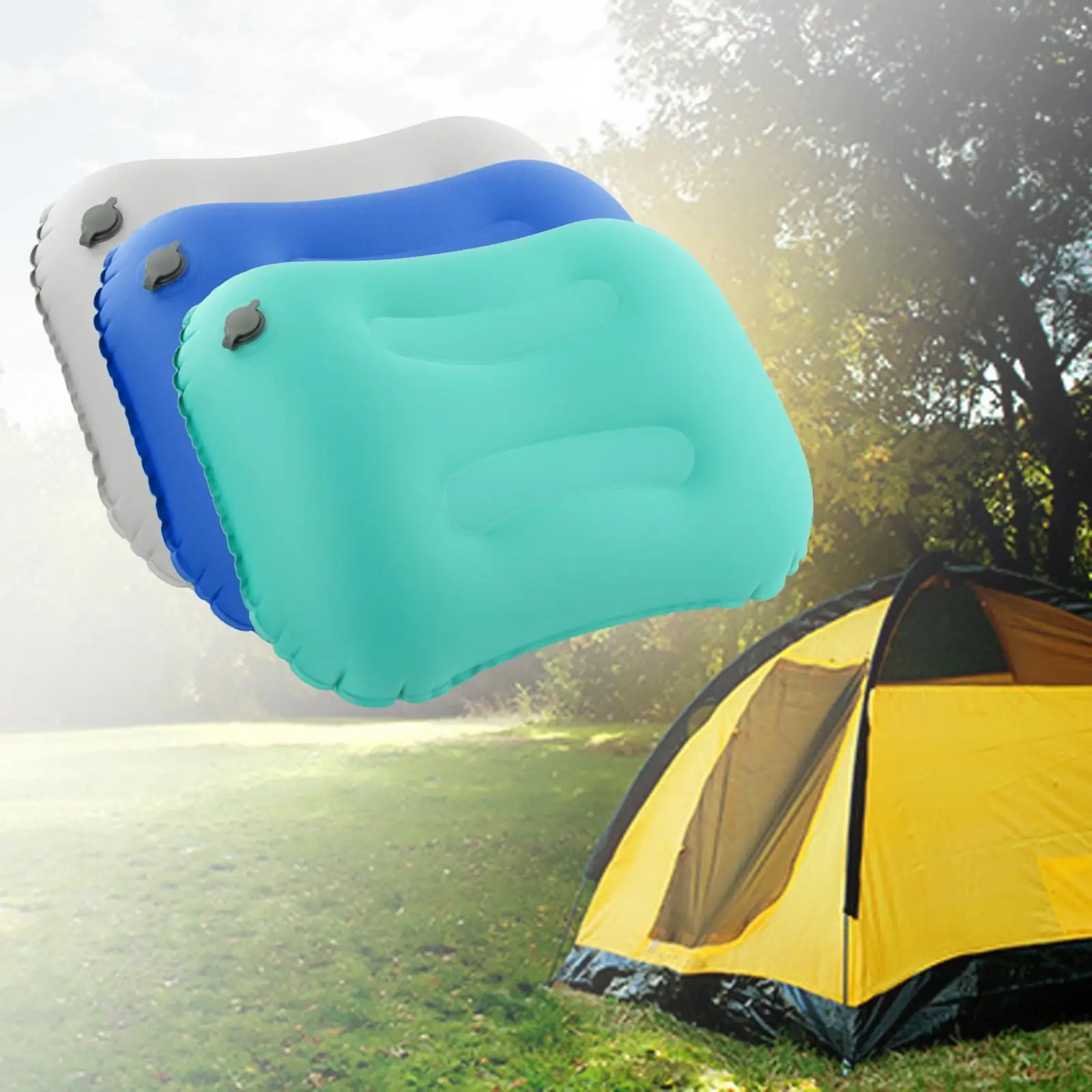 Inflatable Camping Pillow Compact Comfortable Ergonomic Pillows Cushion for Travel Fishing Picnic Hiking Office