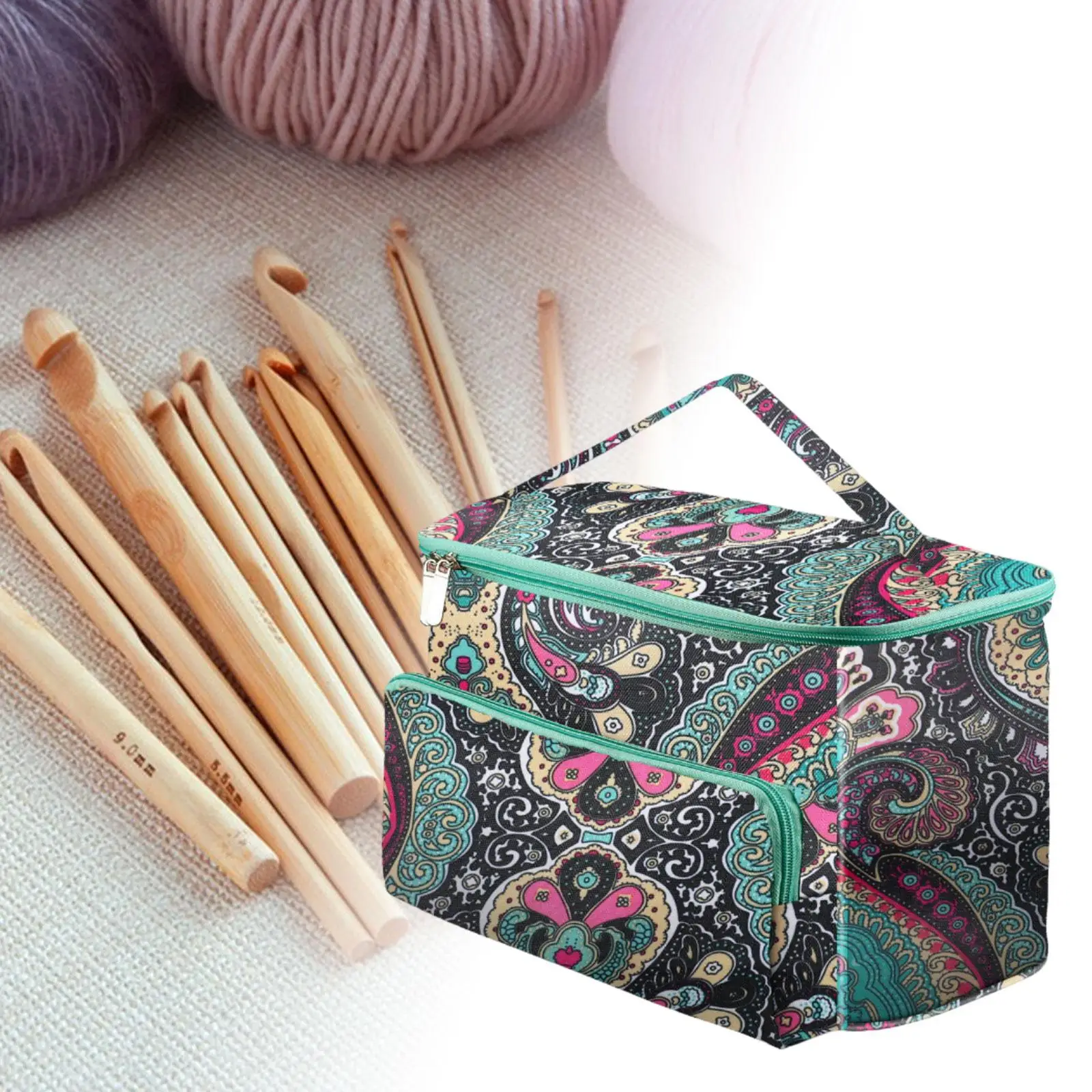 Yarn Storage Tote Bag Large Capacity Portable for Traveling Skeins Waterproof Knitting Bag Crochet Bag Tote Knitting Needle Bag