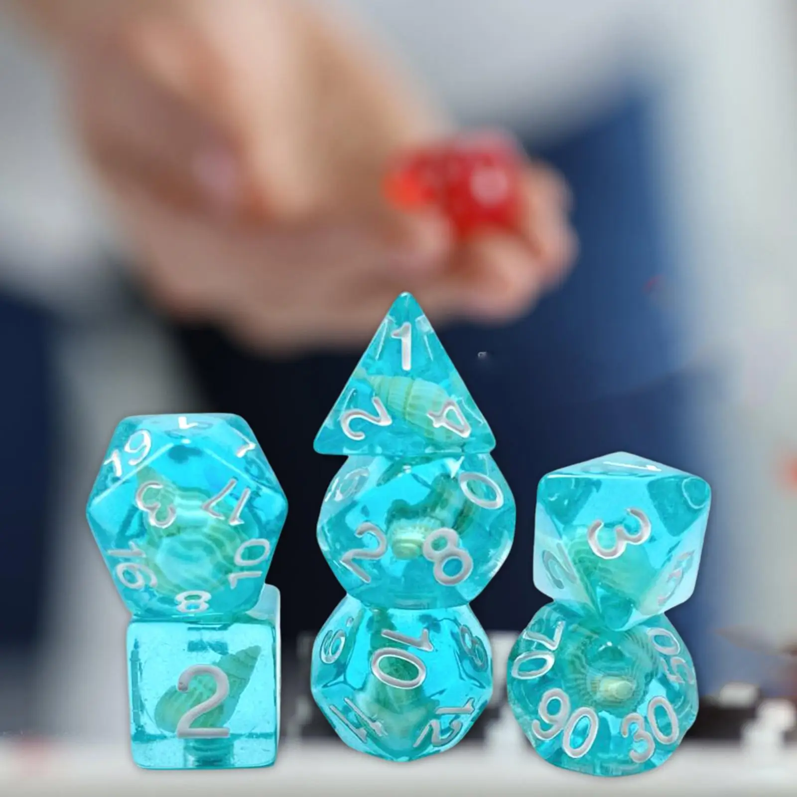7Pcs Polyhedral Dices Set Party Supplies Entertainment Toys Translucent Teal for Card Games Party Game Card Game Board Game