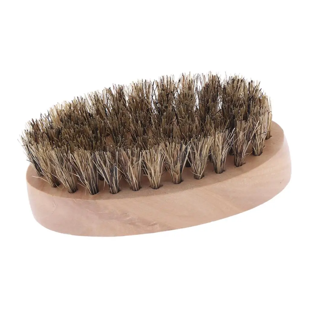 Natural Hair Beard Brush for Men Father, Facial Hair Combing Mustache Comb Shaving Brush Round Wooden Handle