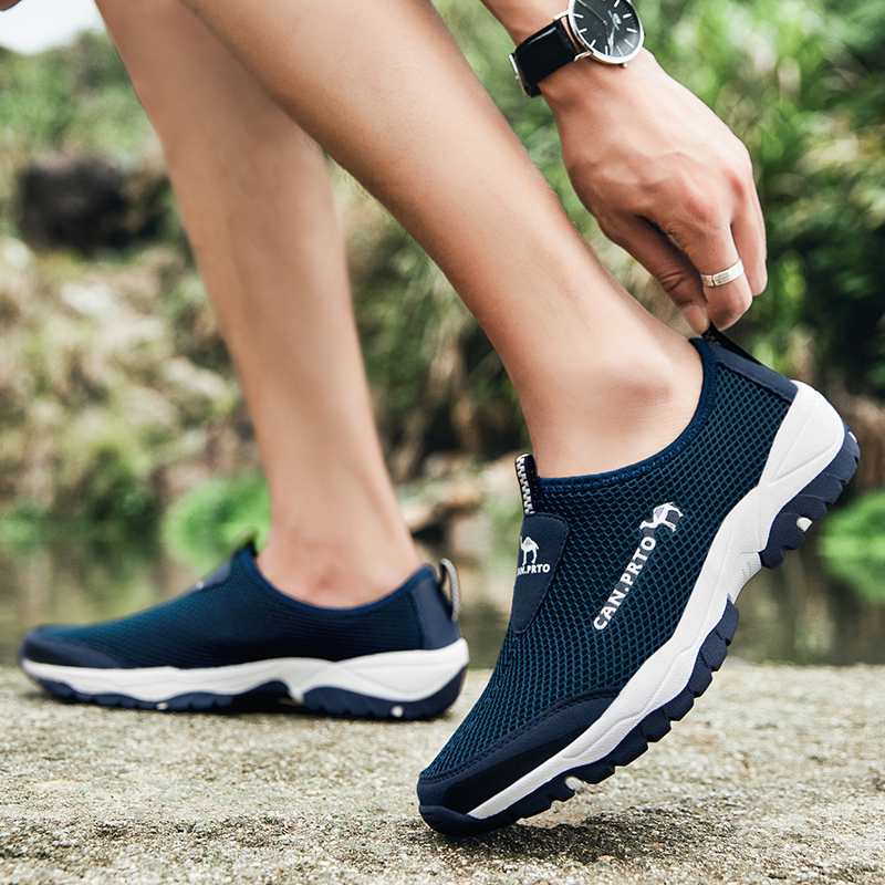 Männer Casual Schuhe Mode Sommer Schuhe Mesh im freien Atmungsaktive Slip-on Wohnungen Männer Turnschuhe Komfortable Wasser Faulenzer Zapatillas – Detail 23
