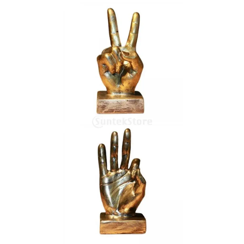 2x Sculpture Figurine Statue Desktop Decorations with Gestures of