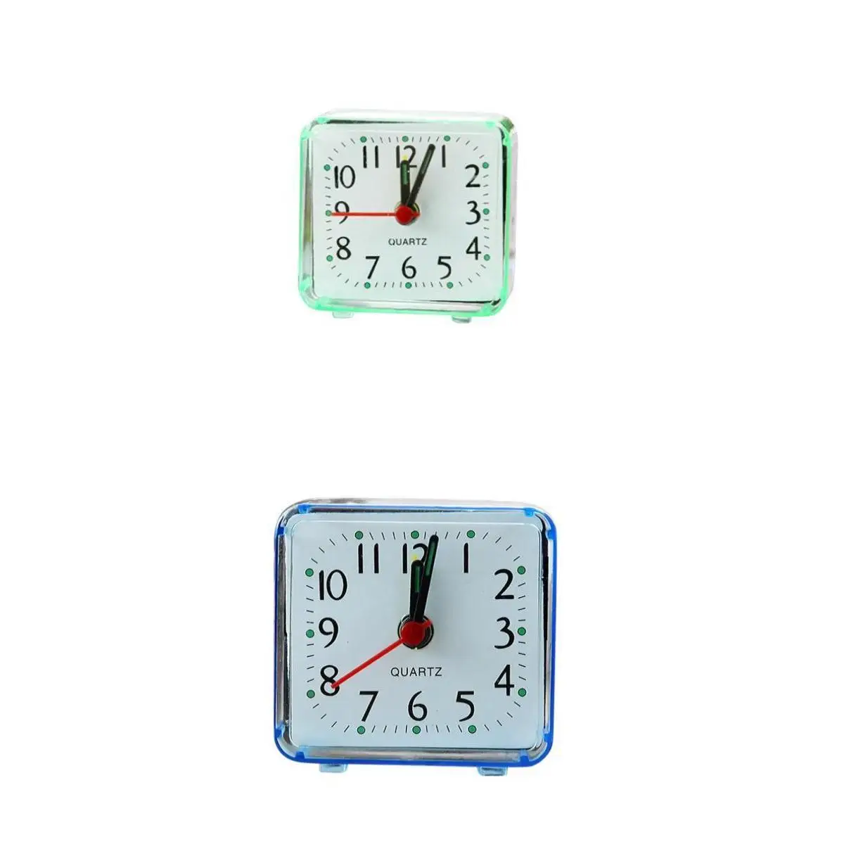 2PCS Mini Square Quartz Clocks Travel  Bedroom Home Table Clocks