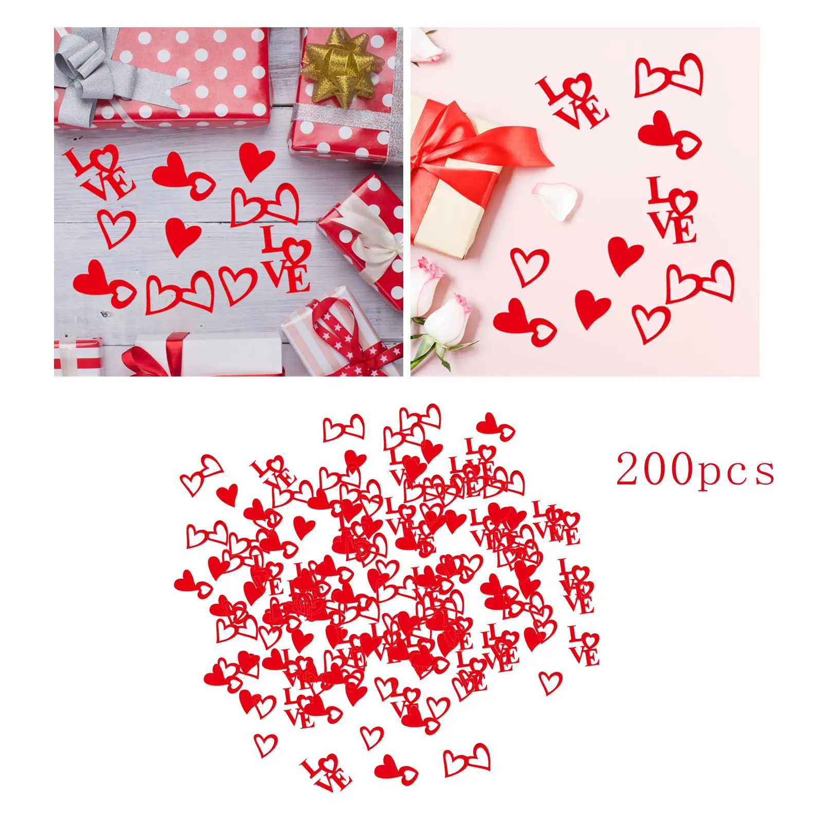 200 Pieces Valentine`s Day Confetti Heart Valentine Confetti for Wedding Dessert Tables Invitations Anniversary Engagement