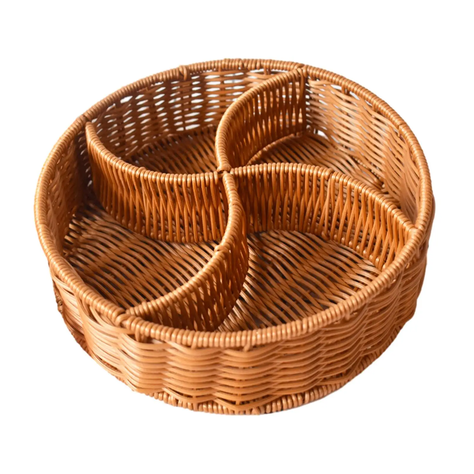 Hand Woven Serving Basket Versatile Dividers Farmhouse Divided Bread Basket for Restaurant Kitchen Coffee Table Dining Hotel