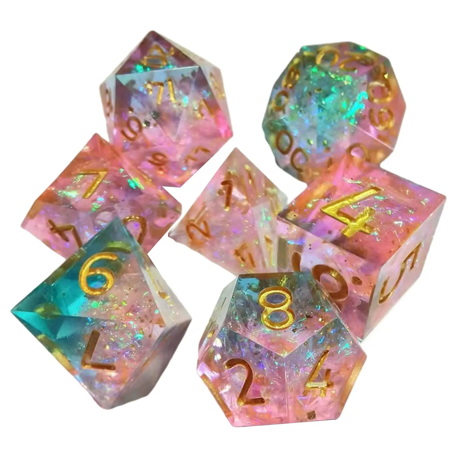 7 PCS Acrylic Polyhedral Digital Dice Set for Role Play Table Game Props