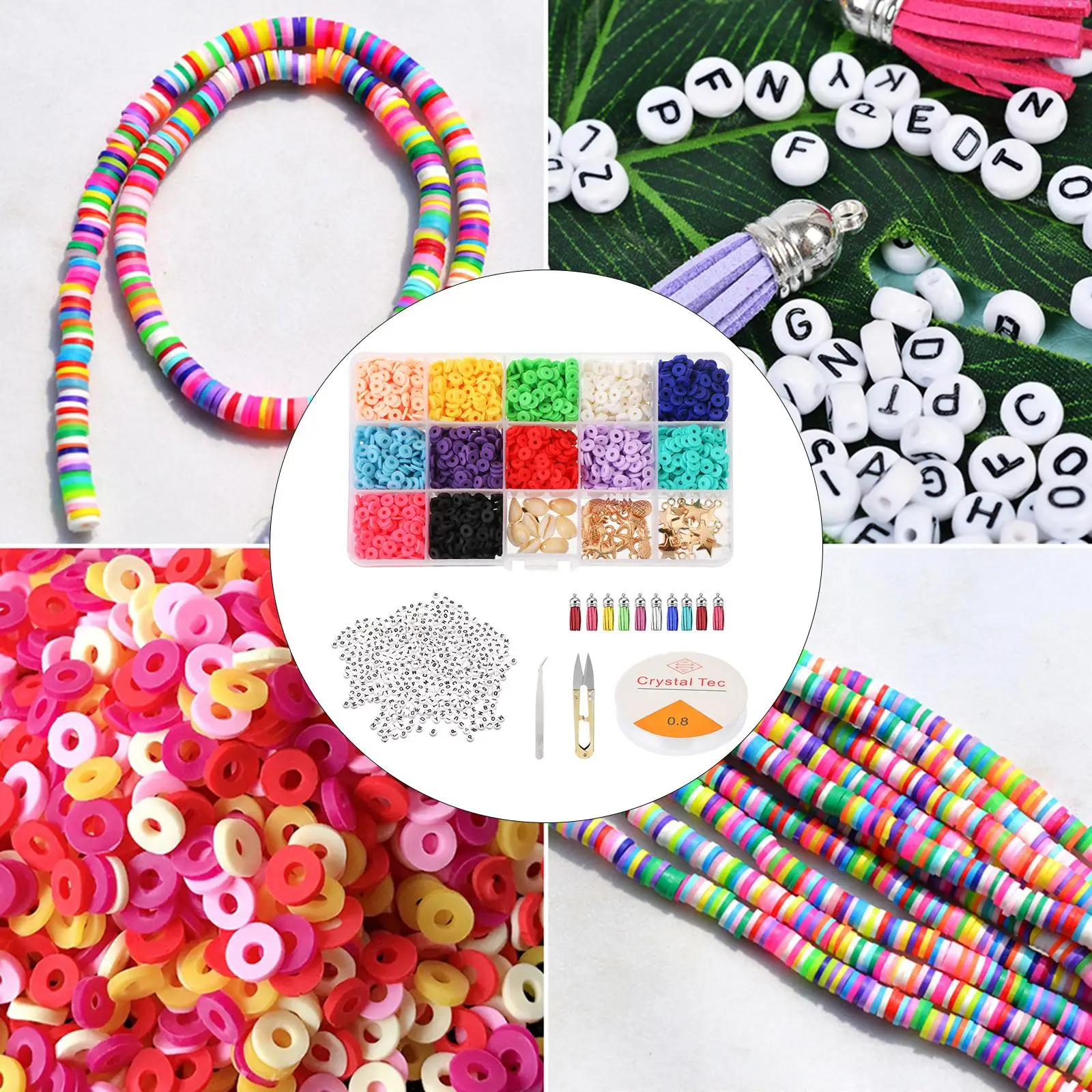 5063Pcs Flat Clay Beads Disc Beads Letter DIY Tools Sewing Charms Finding