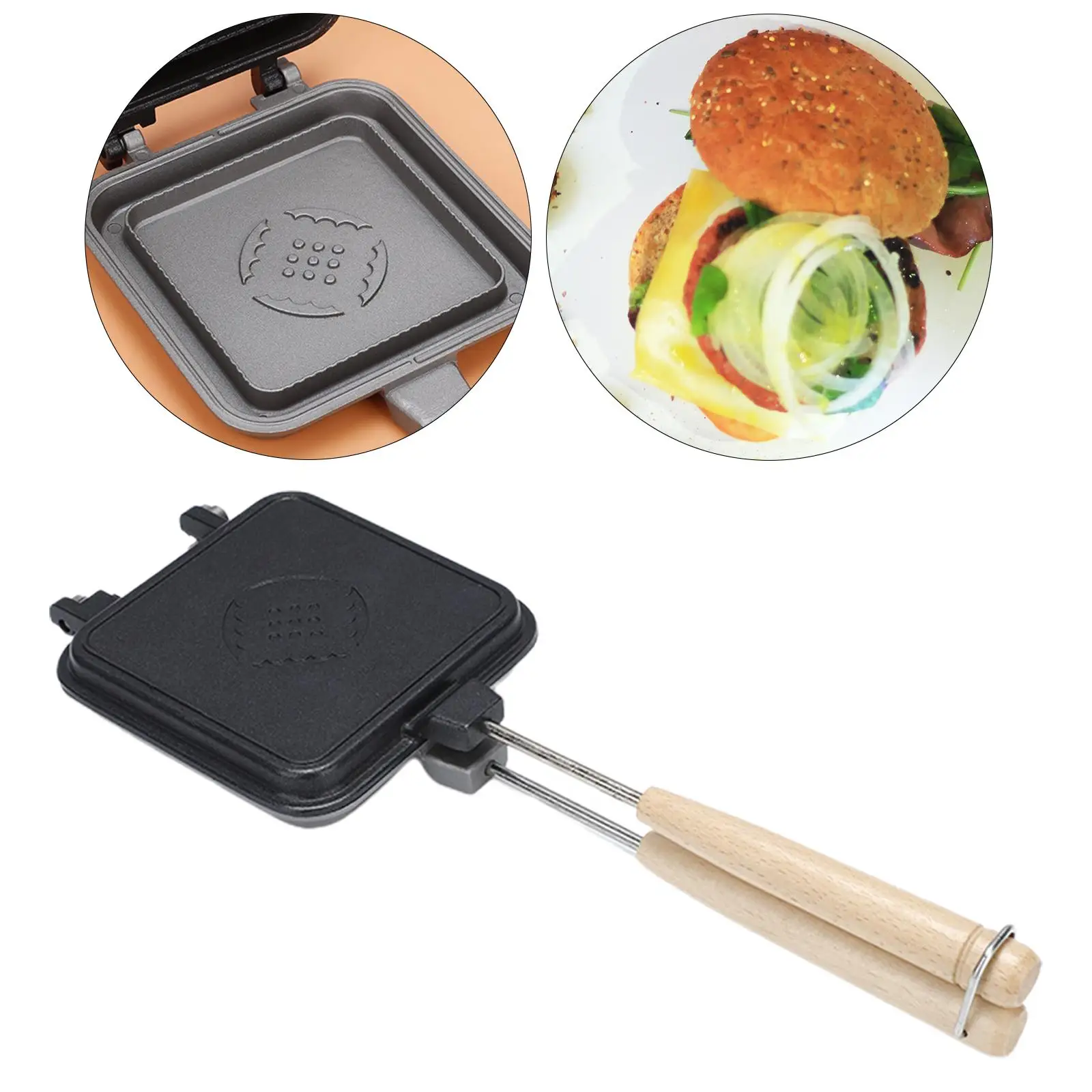 Sandwich Pan Pancake Maker Multifunction Kitchen Tools Easy to Clean Plate Cast Iron for Muffins Breakfast Sandwich Lunch Cafe