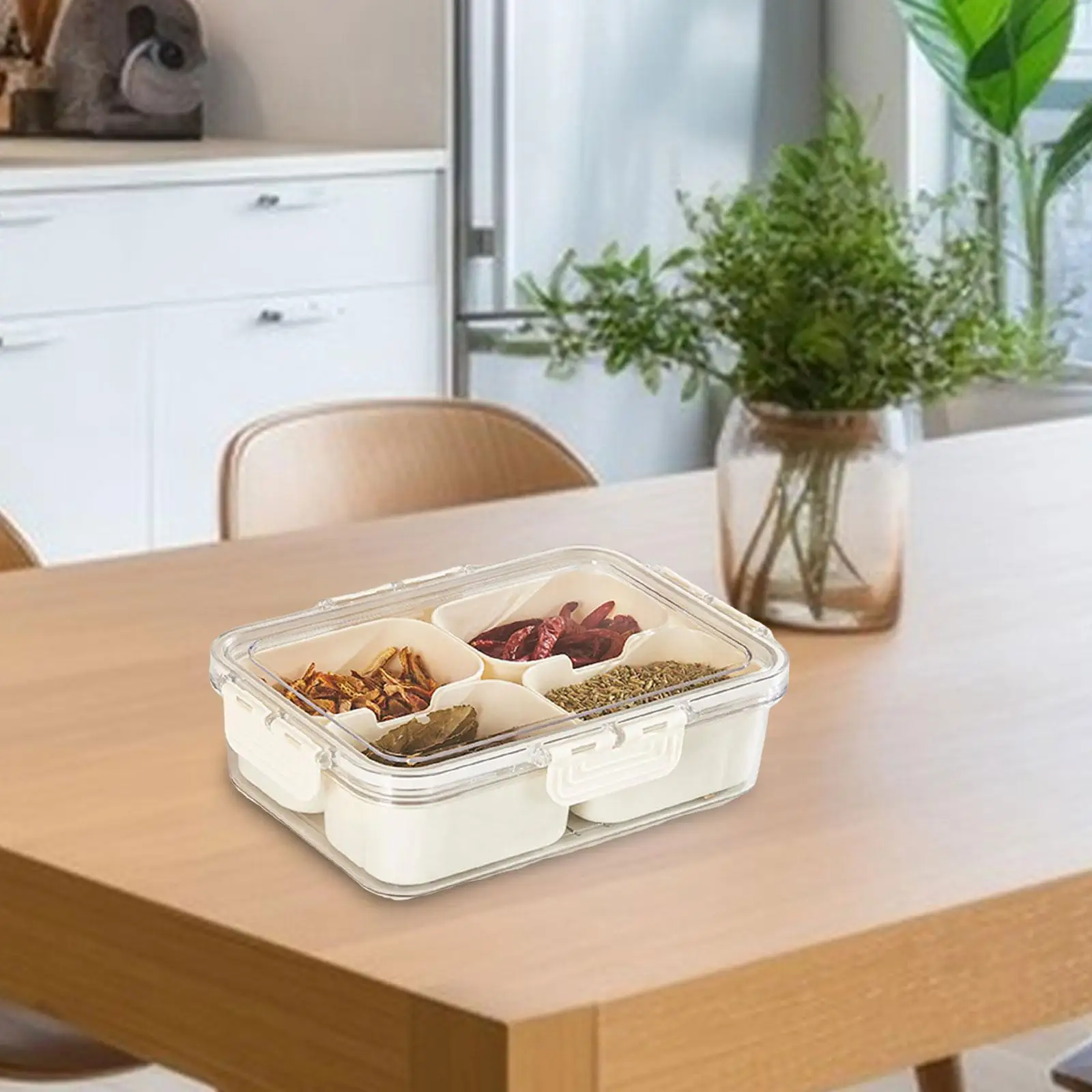 Square Divided Serving Tray with Lid Removable Divided Platter Food Storage Container for Meal Prep Veggie Desserts Chip