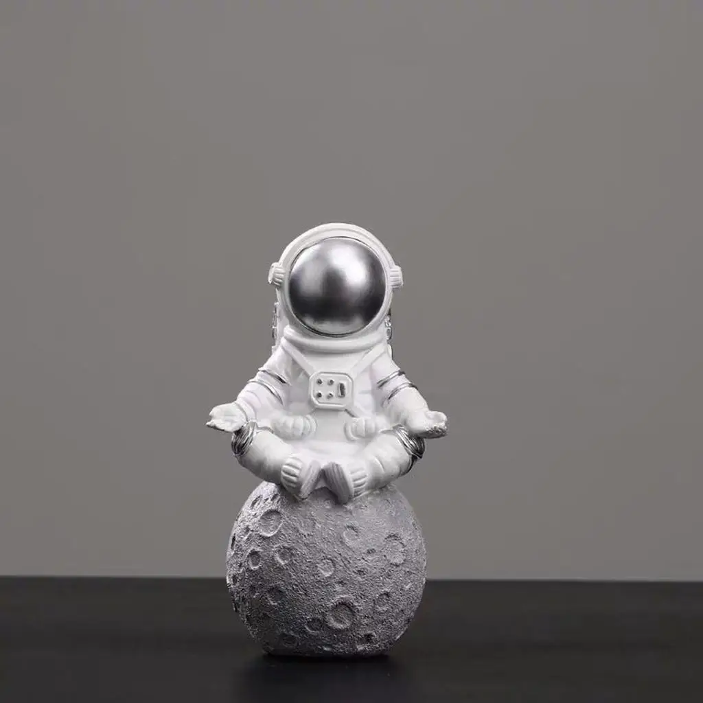 2X Cute Spaceman Statue Astronaut Sculpture Hotel Decor Crafts Gold&Silver