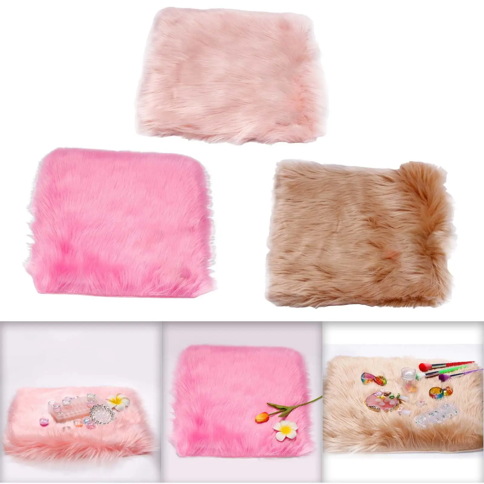 Plush Photo Background Area Rug Cushion Soft Photo Props for Nail Art Products Tabletop Photography Ornaments Cosmetics