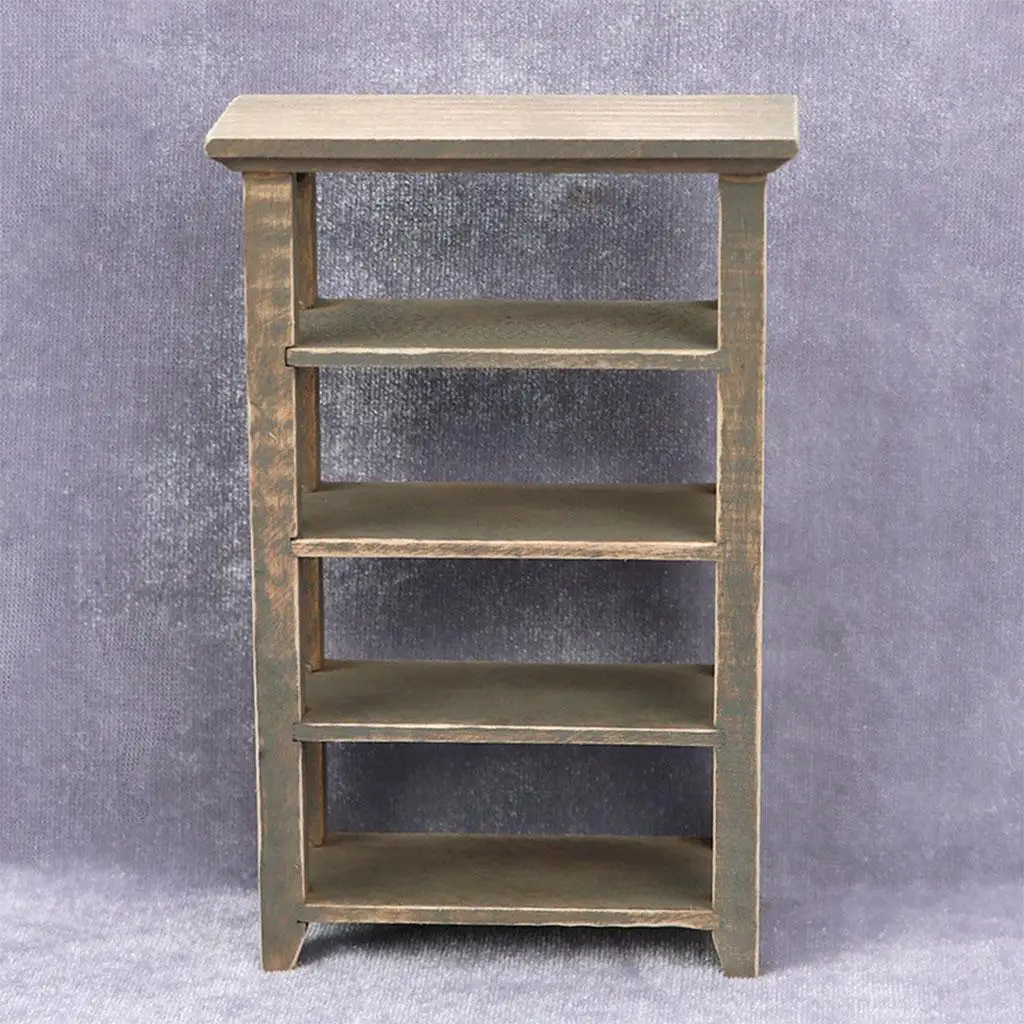 1/12 Dollhouse Miniature Bookcase 4-Tier Shelf for Kids 4 5 6 Holiday Gifts