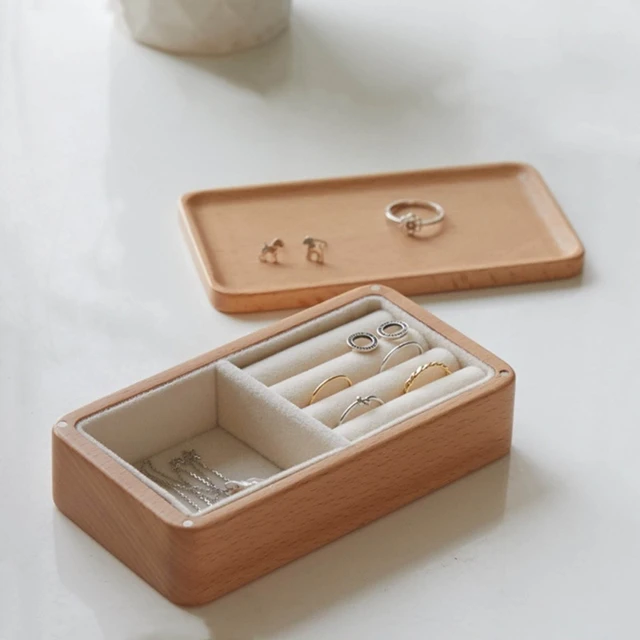 Wooden Jewelry Box with Fingerprint Lock, Storage Box Organizer – Nillishome