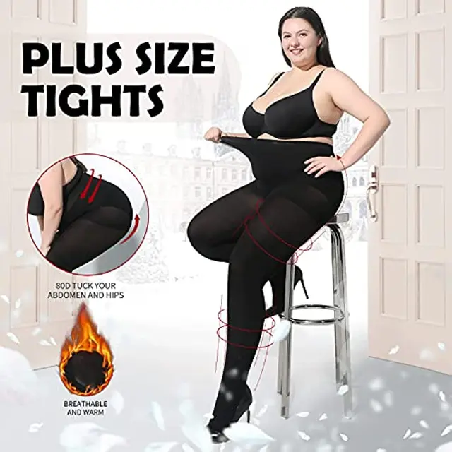 2 Pack Plus Size Control Top Tights 80D Queen Size Support Nylon Hosiery  Pantyhose for Chubby Girls Women Women Leggings - AliExpress