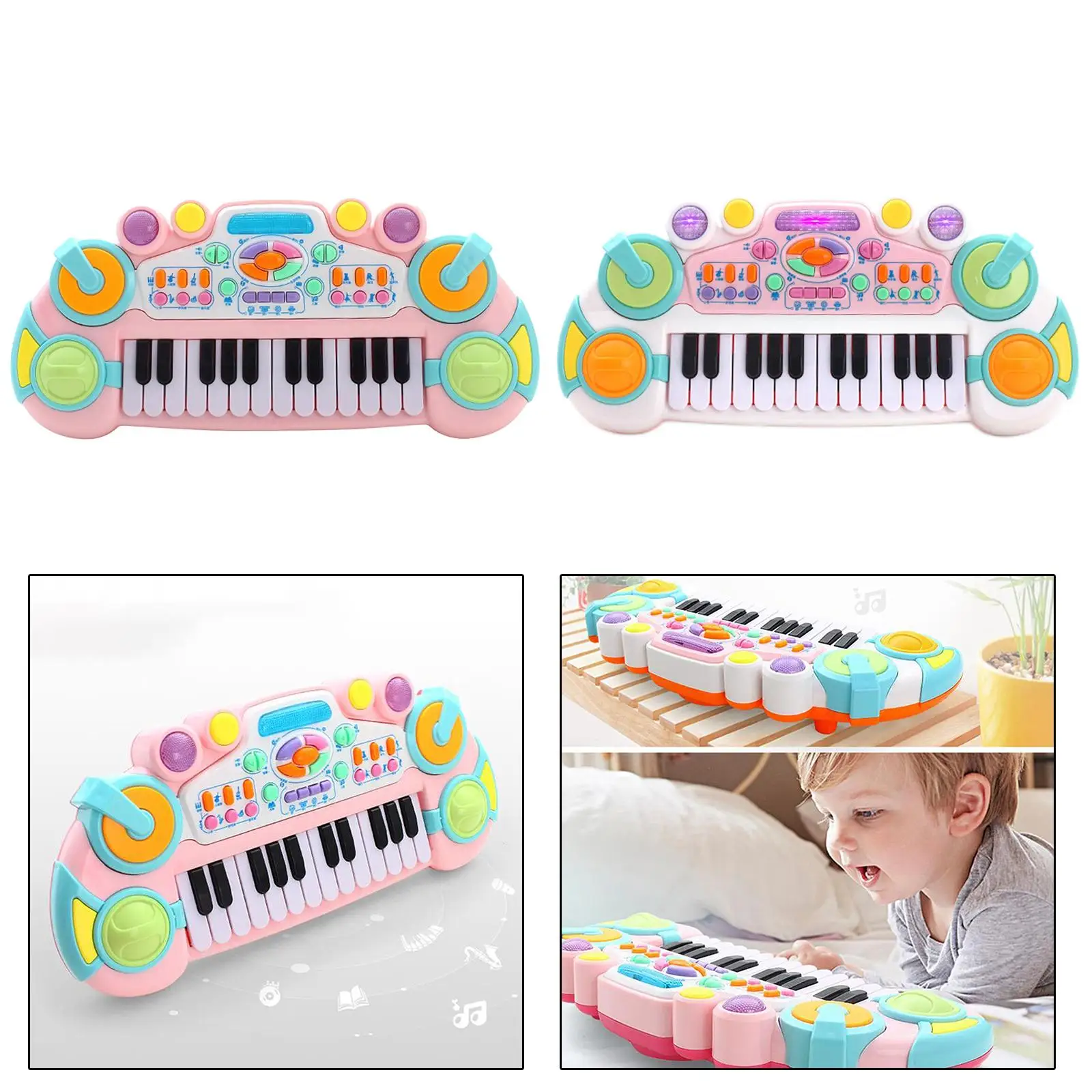 Juguete de teclado piano órgano electrónico Multifuncional Con Luz Para Niños Edad 3+ 