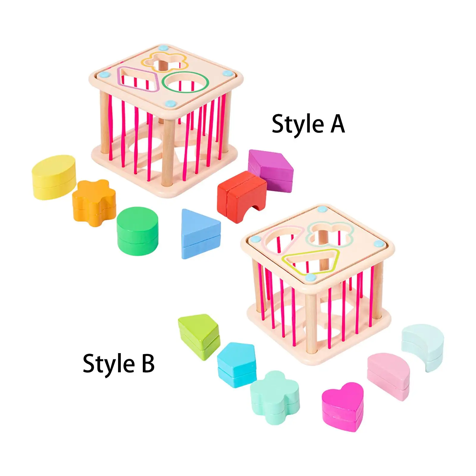 Sensory Bin Toys Shape Sorter Toy with Elastic Bands Matching for Preschool