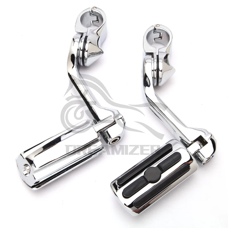 Motorcycle Universal For Harley Davidson Road Glide Road King Long Highway Foot Pegs 1-1/4" Crash Bar Engine Guard Rest Pedal