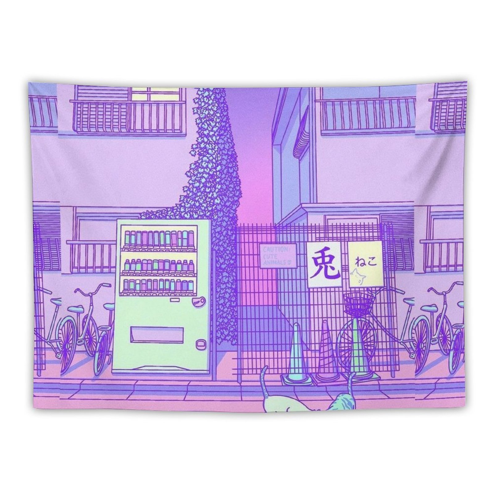 Новый Пейзаж Pastelpop citypop japanese neko. Сиреневые фиолетовые обои.  Citypop аниме эстетический пейзаж. Искусство гобеленовых стен | AliExpress