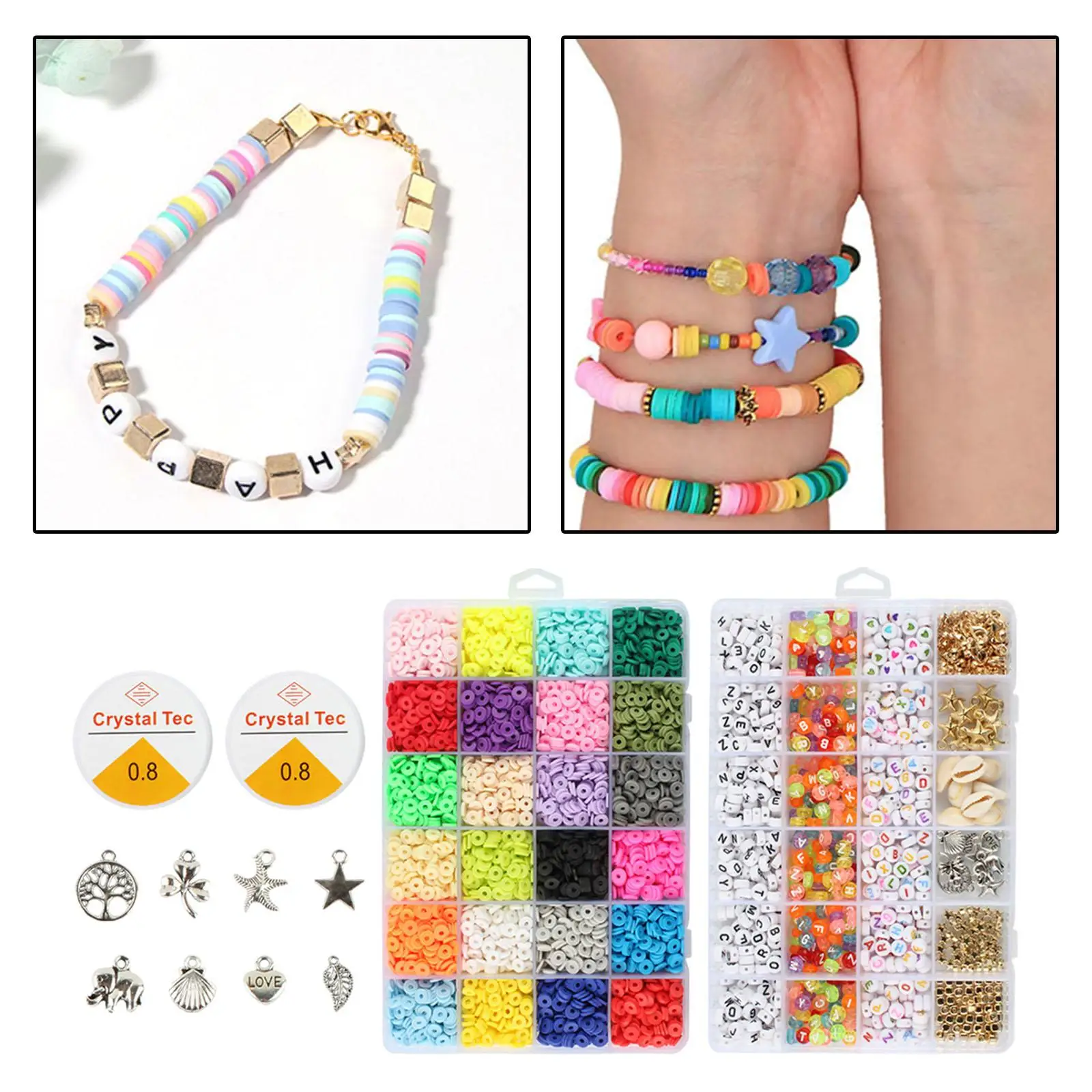 Polymer Clay Beads DIY Bracelets Jewelry Making Finding Crafts Supplies