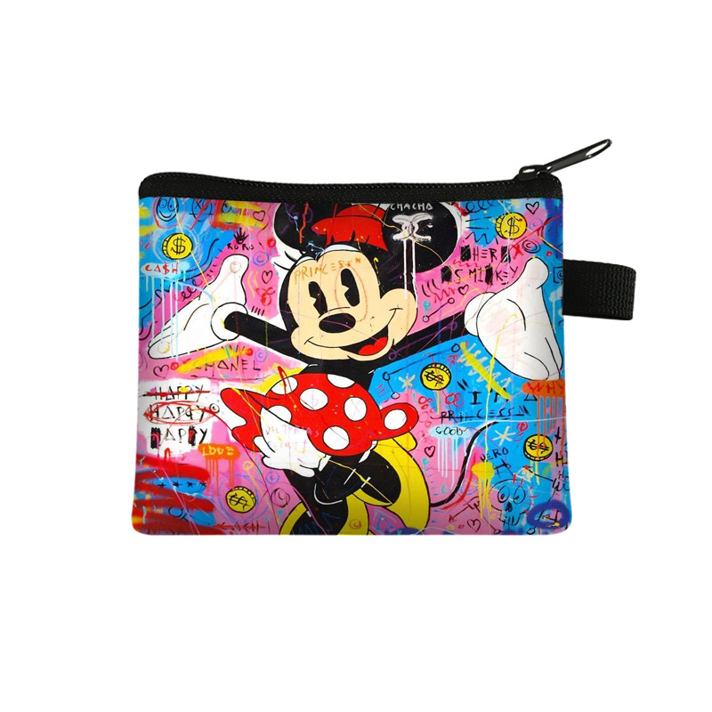 Disney Mickey Kids Coin Purse Kawaii Wallet Portable Card Holder Mickey Cute Print Polyester Key Storage Bag Frog Wallet