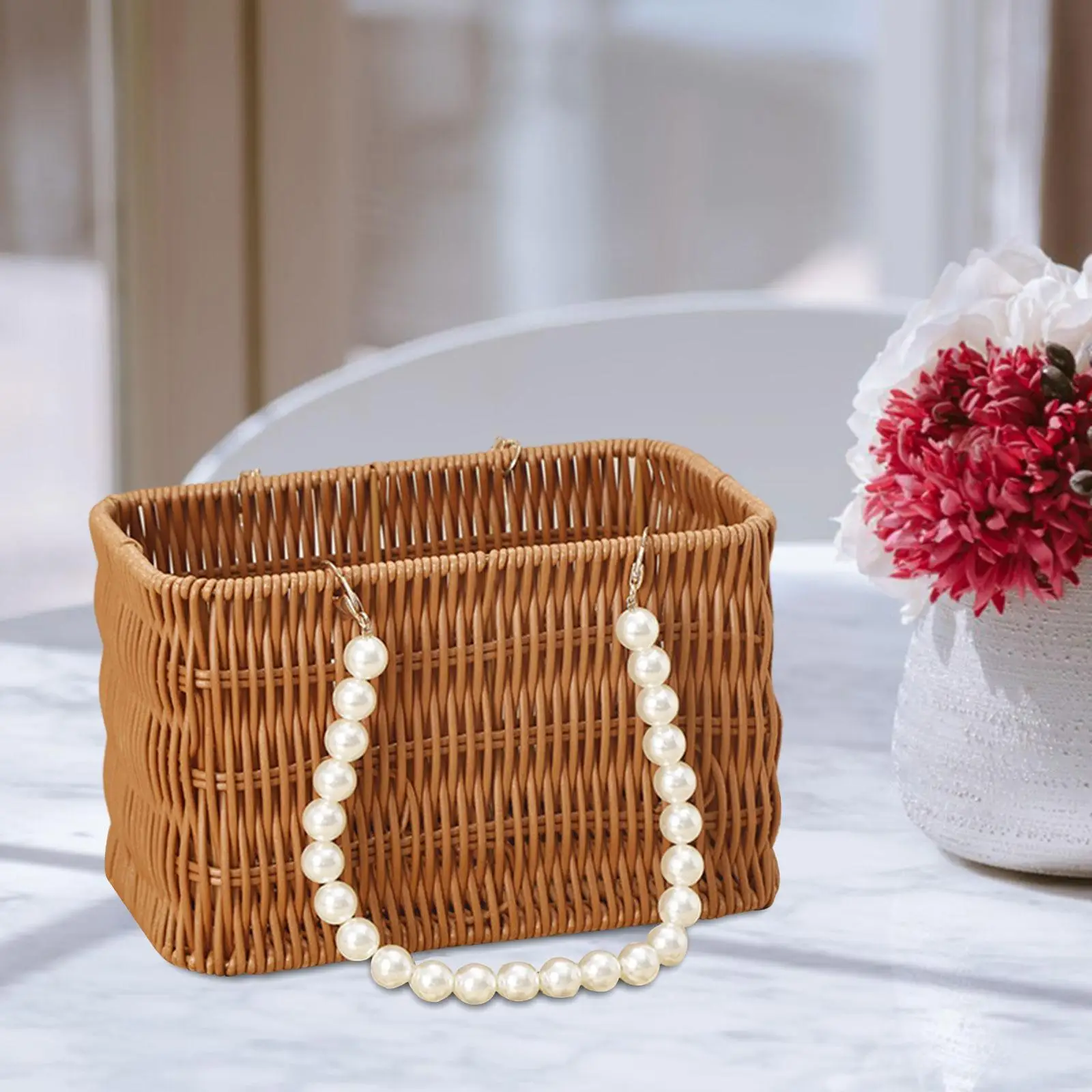 Imitation Rattan Basket Flower Basket Handwoven Basket for Small Daily Items