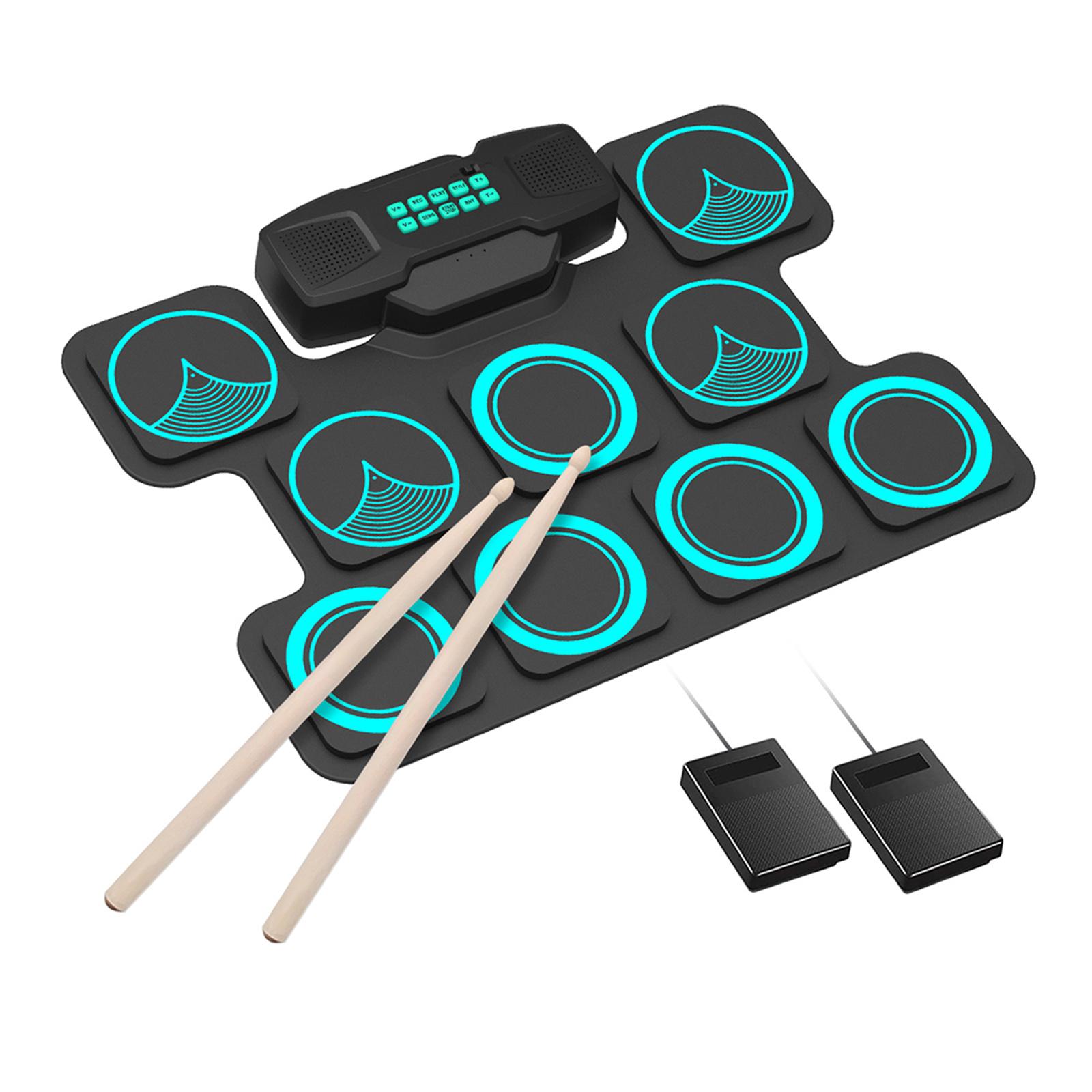 Digital MIDI Practice Drum Pad 10 Demo Songs Electronic Drum Set for Festival Gifts