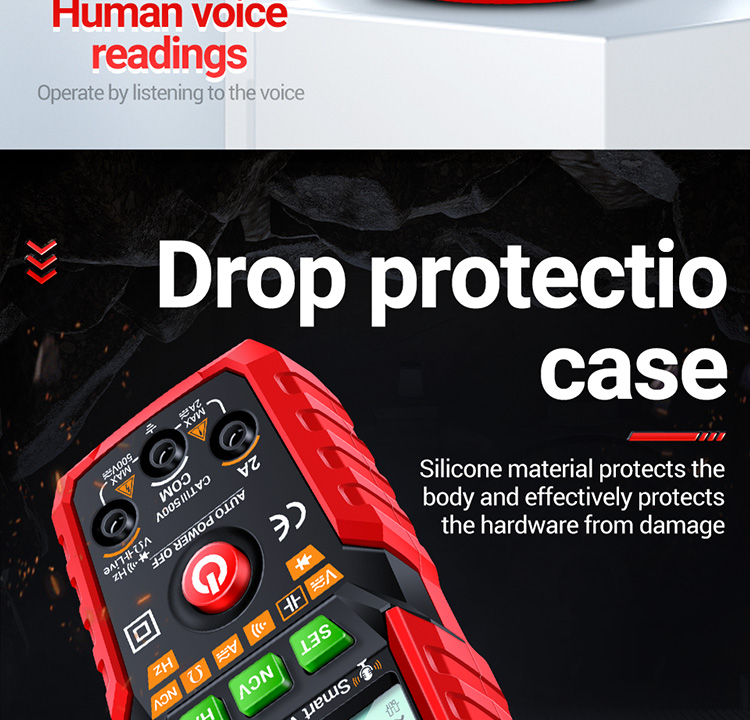 ANENG M109 Smart Multimeter Tester AC/DC Voltage Voice Broadcast Meter NCV Capacitance Continuity Professional Electrical Tools
