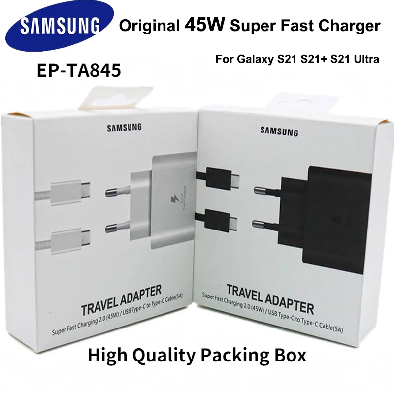 quick charge 3.0 EU Samsung Original 45W EP-TA845 USB-C Super Adaptive Fast Charger For GALAXY S21 S21+ S21 Ultra S21 Plus with Packing Box 2022 usb fast charge